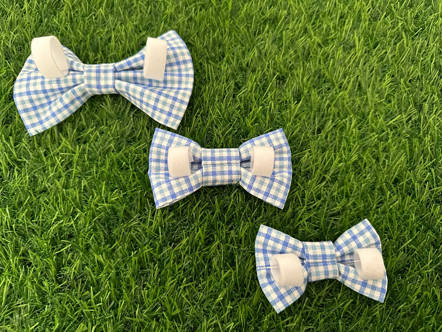 Blue & White Plaid Bow Tie