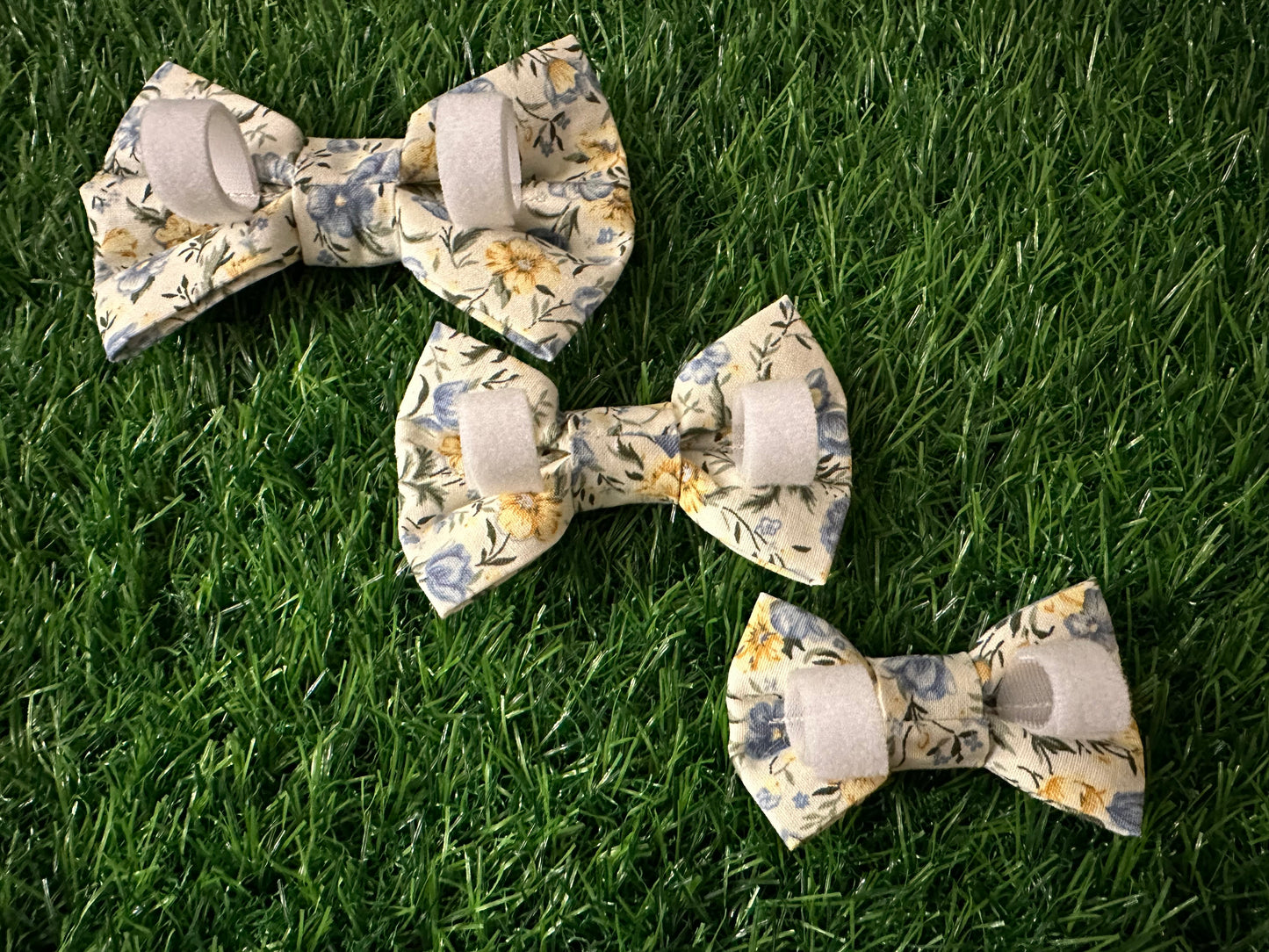 Yellow And Blue Floral Bow Tie