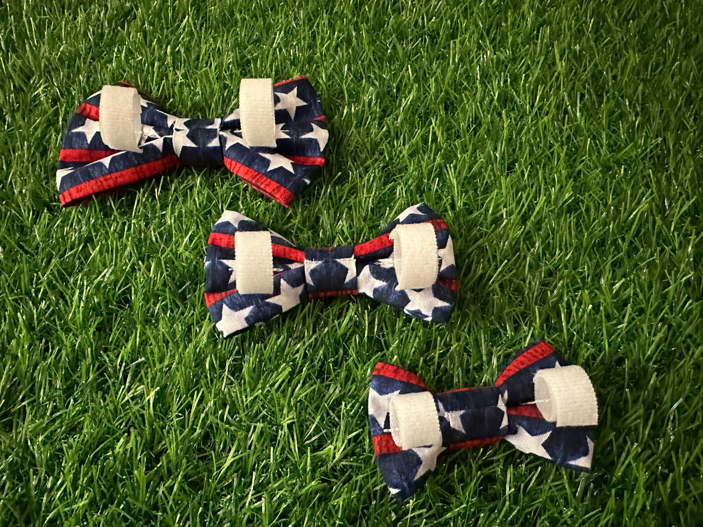 Red Stripes And White Stars On Navy Bow Tie