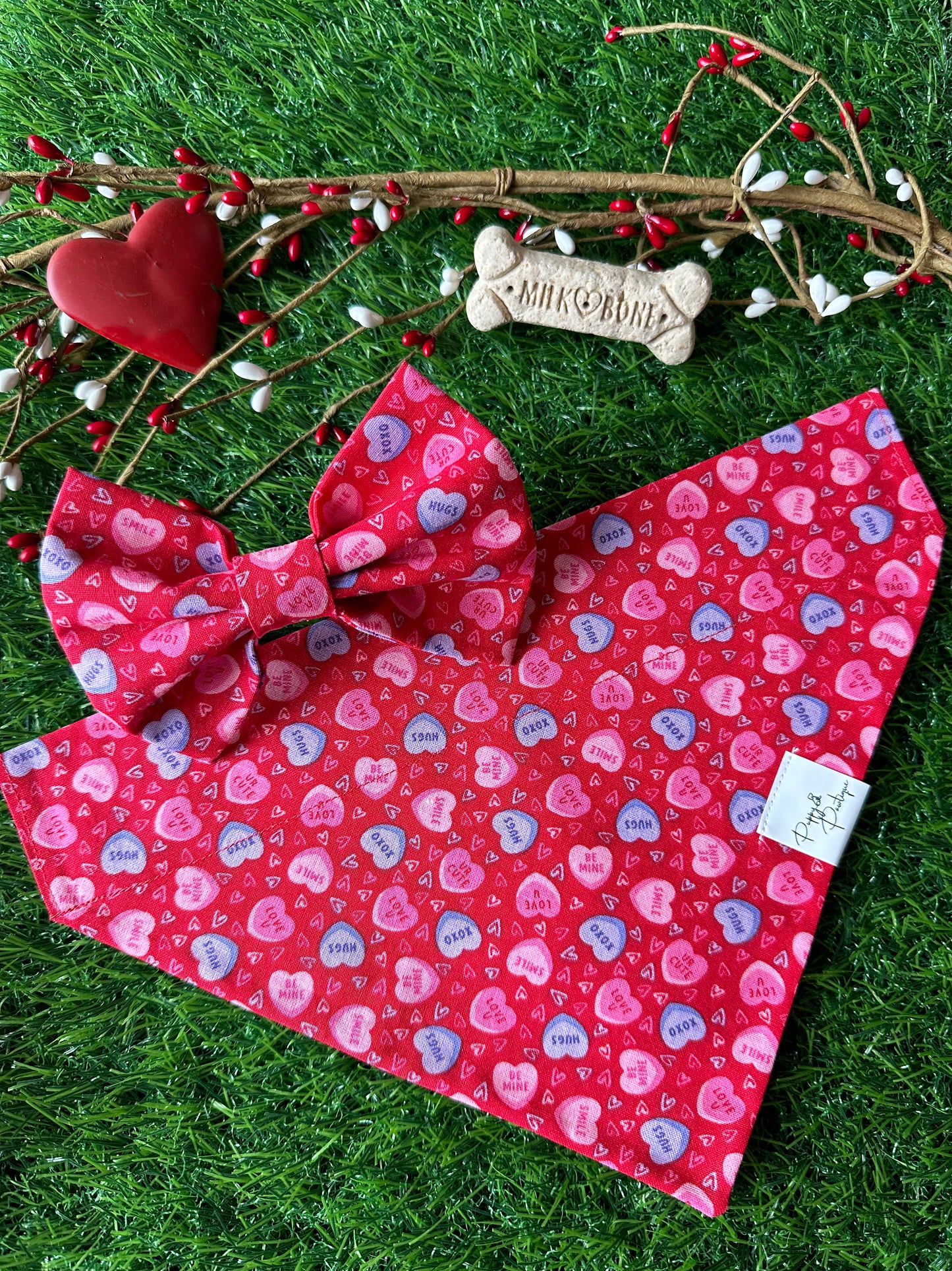 Candy Hearts Dog Bandana