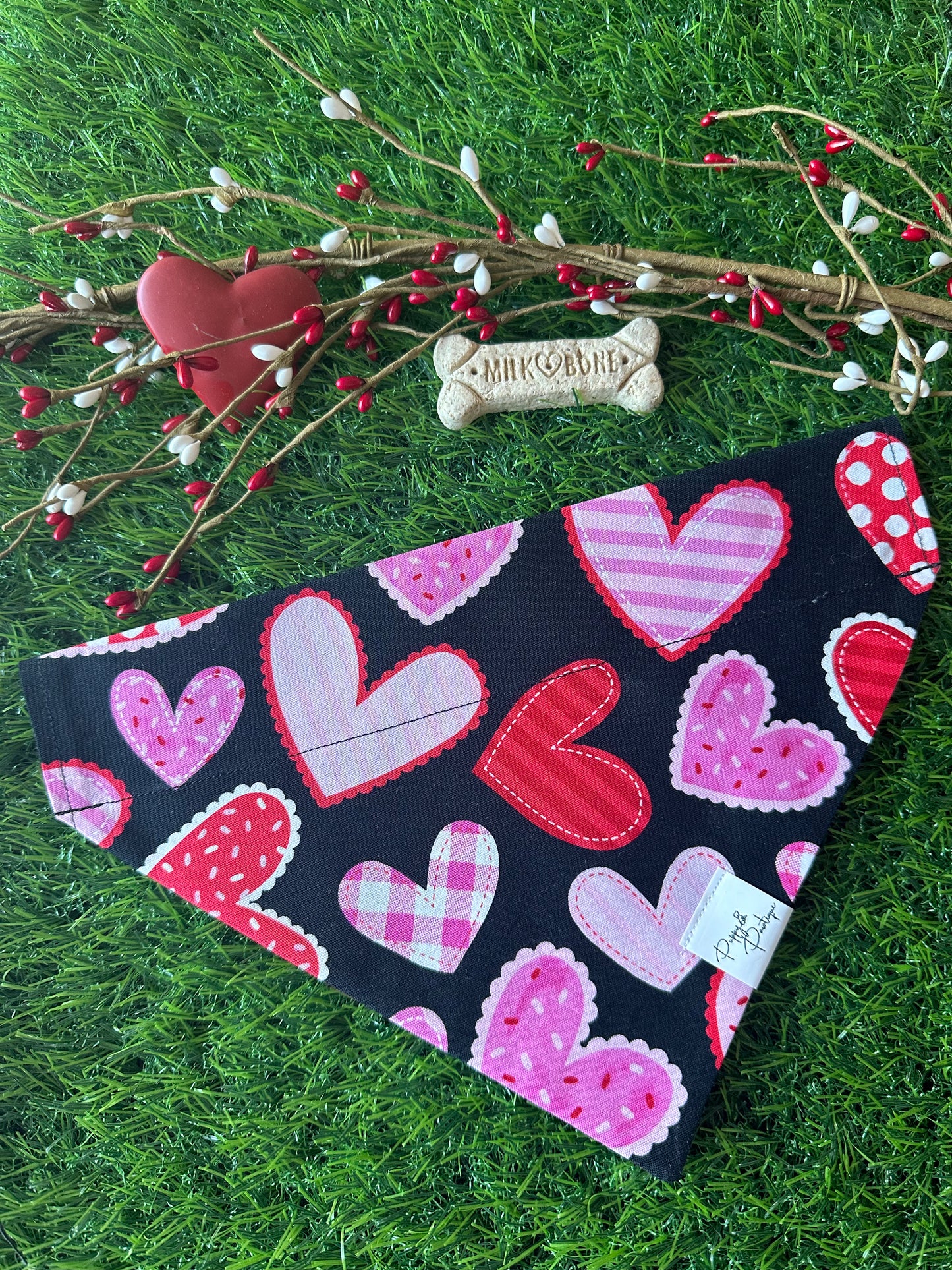 Large Hearts Dog Bandana
