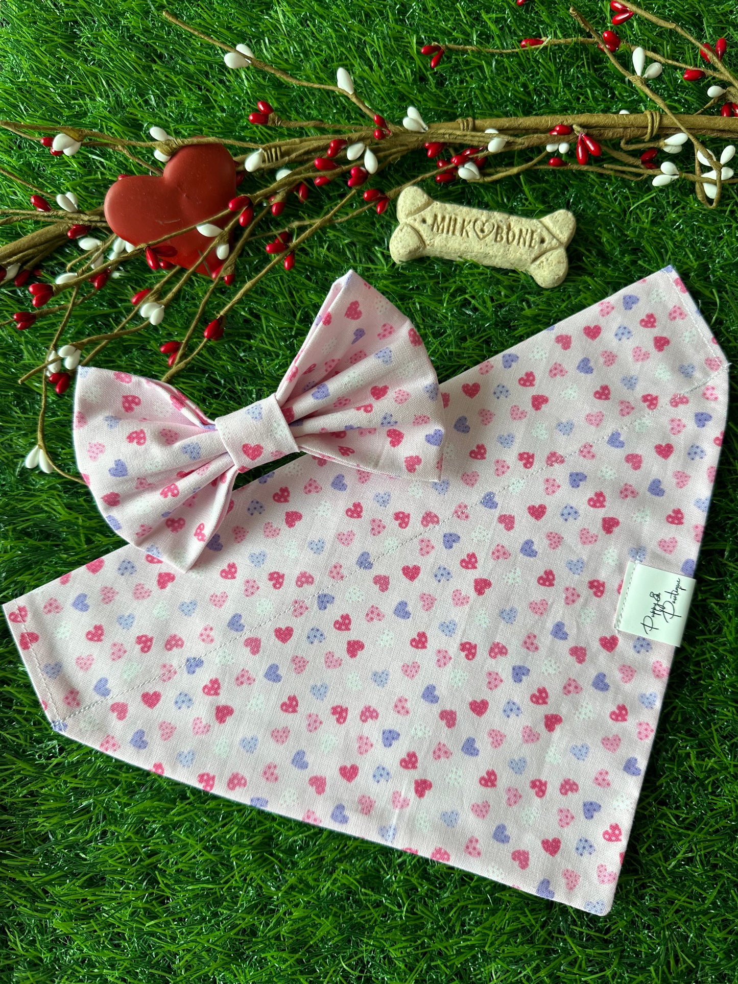 Pink Hearts Dog Bandana