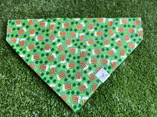 Green Shamrocks and Beer St. Patrick's Day Dog Bandana