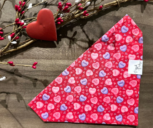 Candy Hearts Dog Bandana