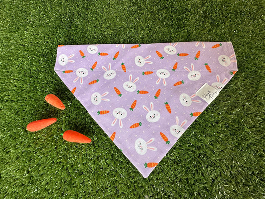 Bunny & Carrots on Purple Easter Dog Bandana