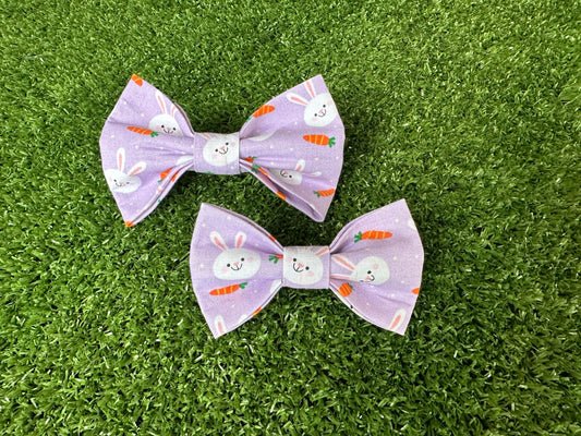 Bunny & Carrots on Purple Bow Tie