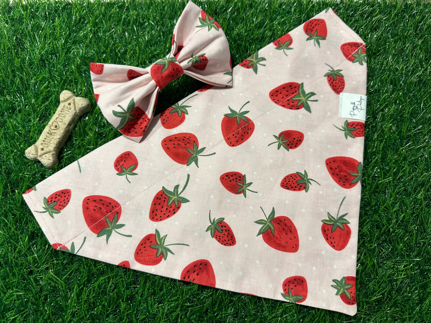 Strawberries & Dots Dog Bandana