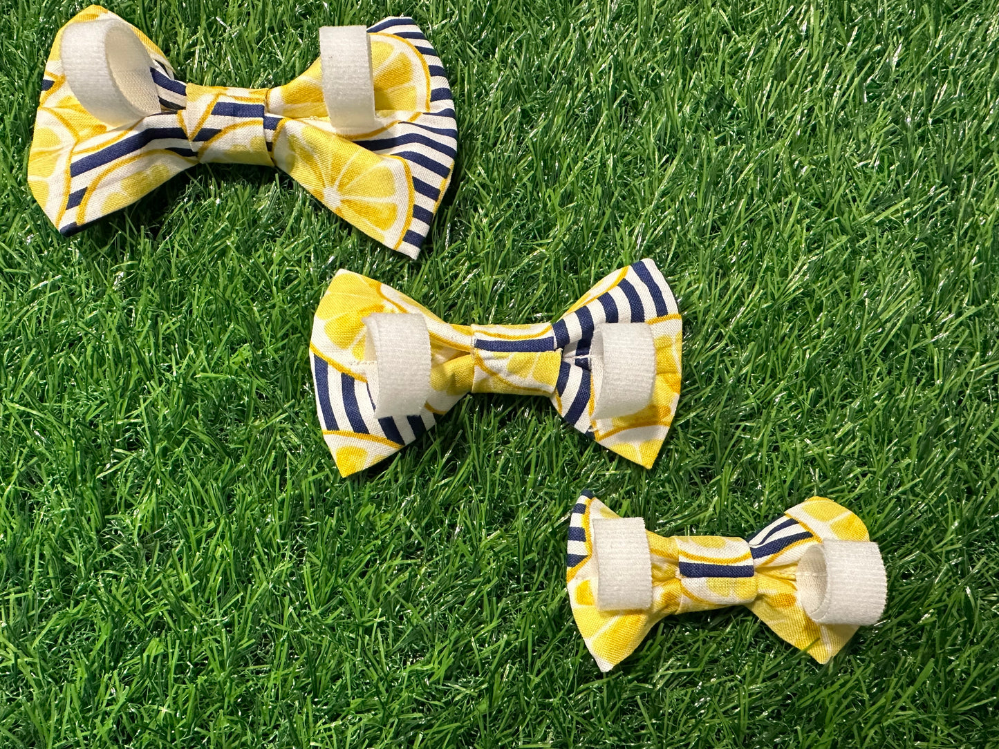 Navy & White Striped Lemon Bow Tie