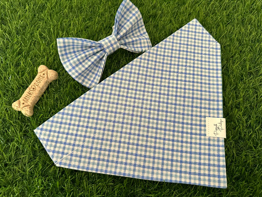 Blue & White Plaid Dog Bandana