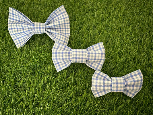 Blue & White Plaid Bow Tie