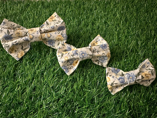 Yellow And Blue Floral Bow Tie