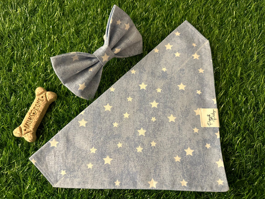 White Stars On Light Blue Dog Bandana