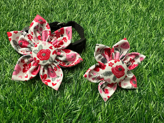 Roses with Small Hearts Collar Flower