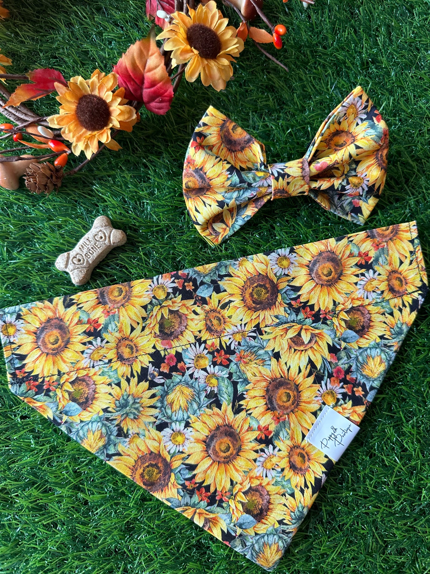 Fall Yellow Sunflower Bow Tie